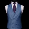 Moonshine blue wool double-breasted waistcoat