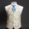 Cream linen waistcoat with blue floral embroidery