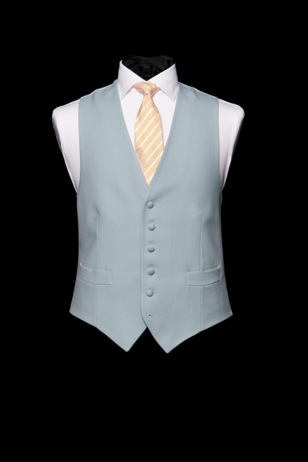 Sky blue single breasted wool waistcoat