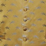Gold silk waistcoat with blue horses