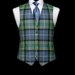 Blue and green tartan waistcoat