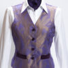 Ladies lilac banana leaf silk waistcoat with purple velvet pockets and buttons