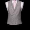 Grey double breasted wool waistcoat with ivory silk piping