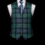 Green and blue tartan wool waistcoat 1 Green and blue tartan wool waistcoat