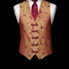 Burgundy silk hare and pheasant waistcoat with silk frogging