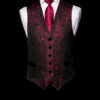 Black base burgundy elephants black velvet buttons and pockets