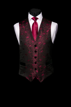 Black base burgundy elephants black velvet buttons and pockets