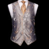 Silver silk base with floral embroidery limited edition waistcoat with piping