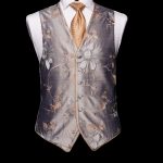Silver silk base with floral embroidery limited edition waistcoat with piping