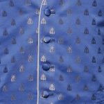 Blue silk base with silver bee waistcoat with silk silver piping