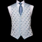 Ice blue silk base waistcoat with blue elephants and blue silk piping