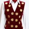 Ladies embroidered red velvet waistcoat with gold flowers