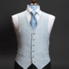 Blue linen waistcoat with ivory embroidery