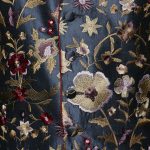 Navy blue silk embroidered limited edition waistcoat with red silk piping