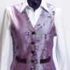 Ladies lilac roses silk embroidered waistcoat with purple velvet pockets and buttons