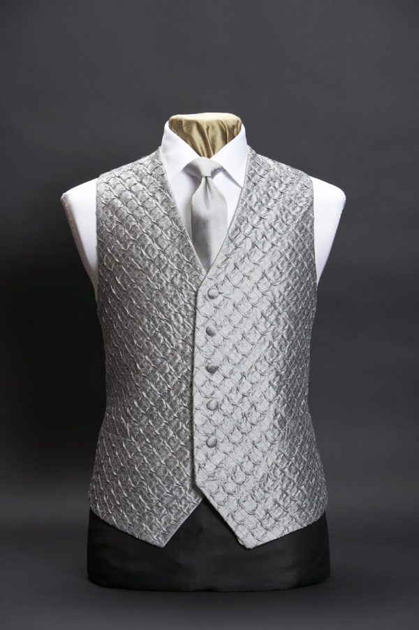 Silver silk pleated waistcoat 1 Silver silk pleated waistcoat