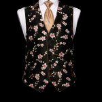 Black silk base limited edition silk embroidered waistcoat with silk piping