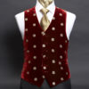 Burgundy velvet embroidered waistcoat with gold spots