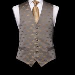 Grey silk waistcoat with gold horses 1 Grey silk waistcoat with gold horses