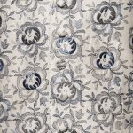 Ivory silk waistcoat with blue and silver embroidery with ivory silk piping