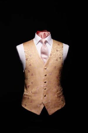 Pink and ivory silk bee waistcoat
