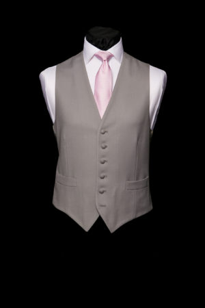 Dove grey wool single-breasted six button waistcoat