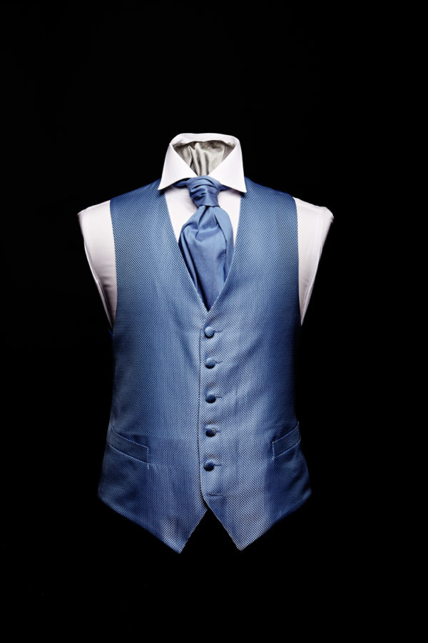 Blue silk basket weave waistcoat 1 Blue silk basket weave waistcoat