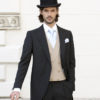 Plain black mohair and wool light weight morning suit