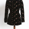 Ladies bespoke black velvet Nehru jacket with pink embroidery flowers