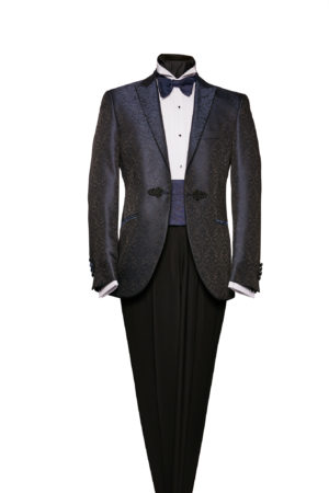 Navy blue brocade dinner jacket