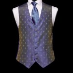 Blue silk base waistcoat with fleur de lys and blue silk piping