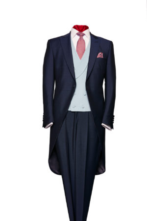 Navy blue mohair and wool morning suit