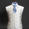 Ivory silk waistcoat with small sky blue cherry embroidery