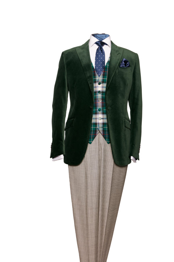 Green velvet single breasted jacket
