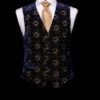 Midnight blue velvet embroidered waistcoat with gold