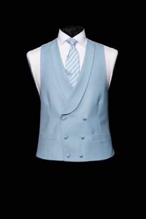 Light blue wool double breasted waistcoat
