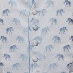 Ice blue silk base waistcoat with blue elephants and blue silk piping 