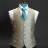 Grey silk waistcoat with turquoise blue embroidery
