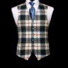 Ivory and blue tartan wool waistcoat