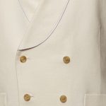 Ivory linen double breasted waistcoat with ivory silk piping 