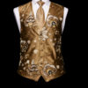 Gold silk waistcoat with embroidery and gold silk piping limited edition