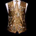 Gold silk waistcoat with embroidery and gold silk piping limited edition