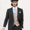 Plain black mohair and wool light weight morning suit