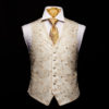 Ivory silk champagne embroidered waistcoat with ivory silk piping