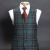 Green and black tartan wool waistcoat