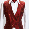 Ladies red silk double breasted waistcoat with gold embroidery