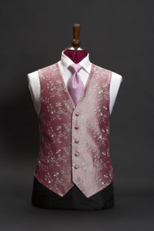 Pink silk waistcoat with silver embroidery