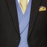 Black herringbone light weight morning coat with silk piping