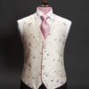 Ivory silk waistcoat with pink and grey embroidery with pink piping