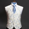 Ivory silk waistcoat with sky blue corn flower embroidery